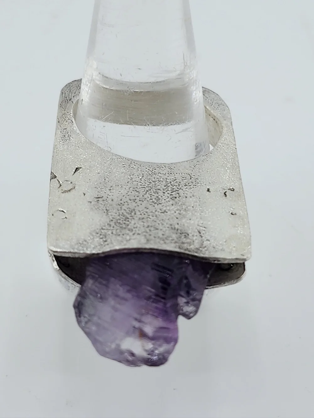 RAW AMETHYST STONE STATEMENT RING HANDMADE IN STERLING SILVER METAL SIZE 10